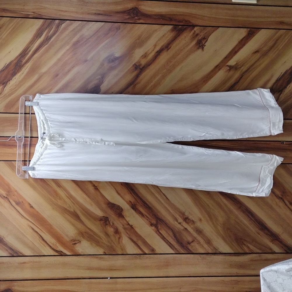 Cosabella Long sleeve Pajama Set White With Brown Trim Size XL - Picture 2 of 15